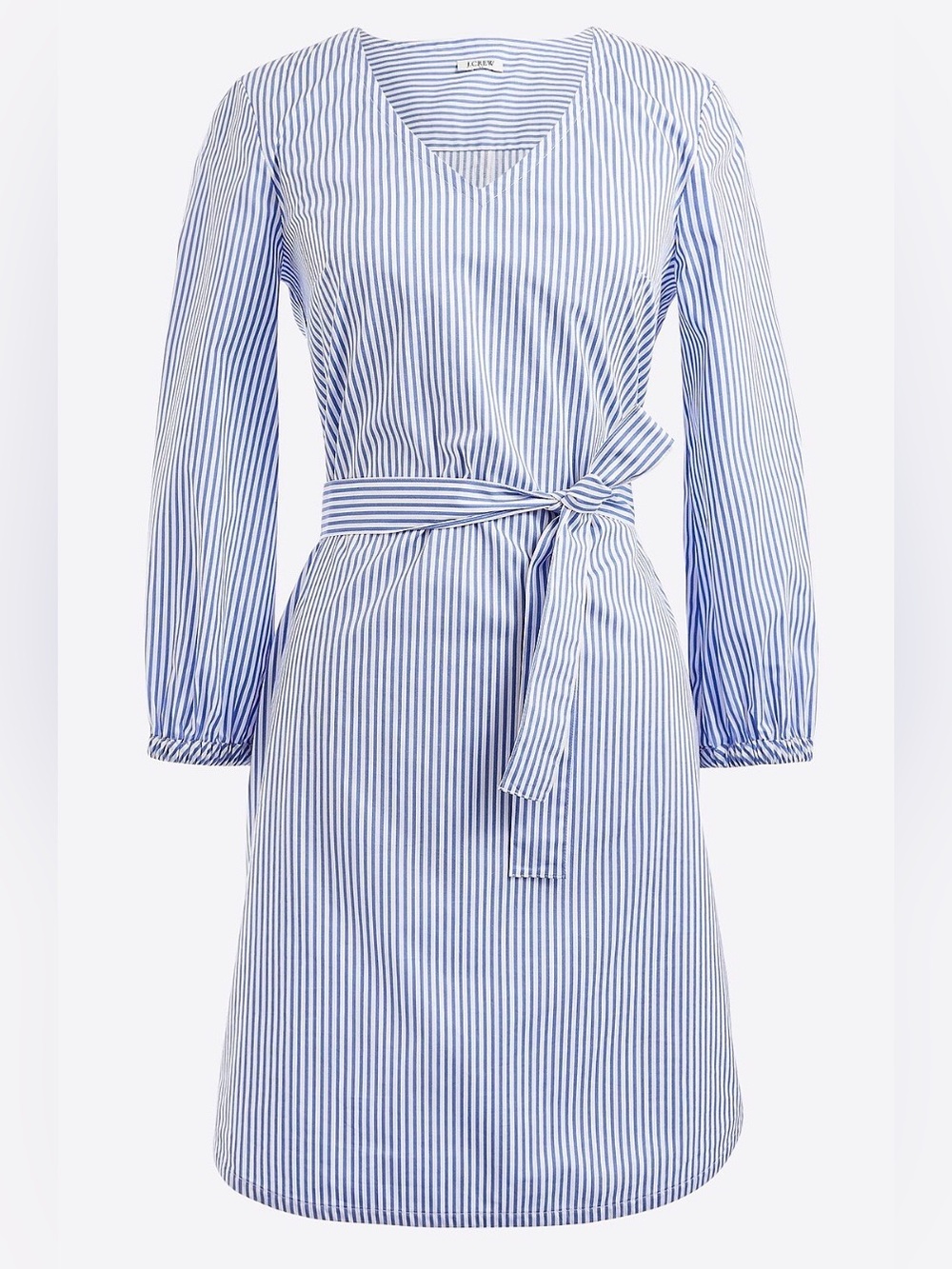 J. Crew Blue and White Striped Poplin Dress
